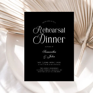 Modern Chic Script Wedding Rehearsal Dinner Invitation