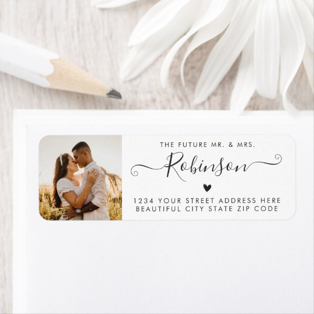 Modern Chic Script Wedding Return Address Label (Insitu)