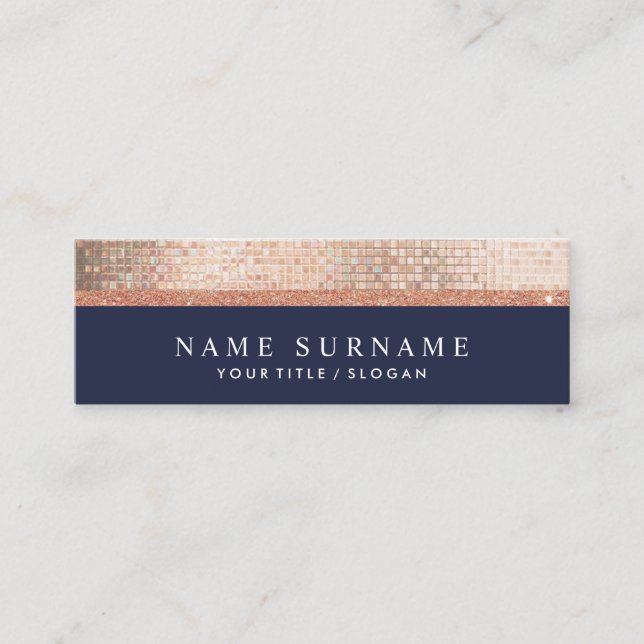 Modern Chic Sequin MidnightBlue Mini Business Card (Front)