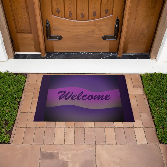  Modern Chic Shades of Purple Elegant Welcome Doormat (Outdoor)