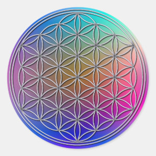 Modern Chic Silver Flower of Life Blume des Lebens Classic Round Sticker