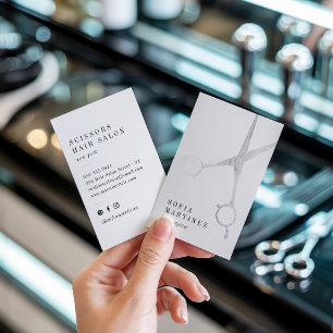 Modern chic silver foil hairstylist scissors logo business card