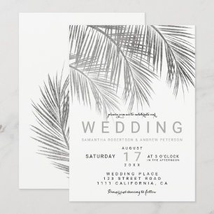 Modern chic silver palm tree elegant wedding invitation