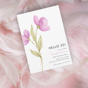 Modern Chic Simple 25th birthday Invitation