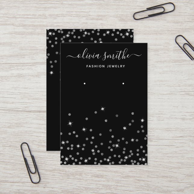 Modern Chic Simple glitter jewellery earring displ Business Card (Front/Back In Situ)