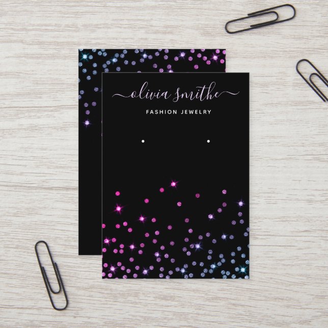 Modern Chic Simple glitter jewellery earring displ Business Card (Front/Back In Situ)
