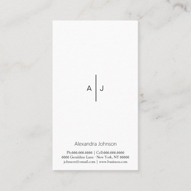 Modern Chic Simple Minimalist White Blue Grey Business Card (Front)