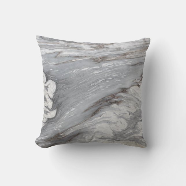modern chic simple minimalist white grey marble cushion (Front)