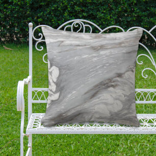 modern chic simple minimalist white grey marble cushion