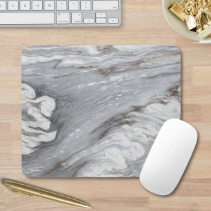 modern chic simple minimalist white grey marble mouse mat