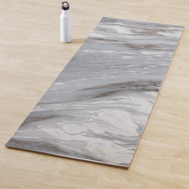 modern chic simple minimalist white grey marble yoga mat (In Situ)