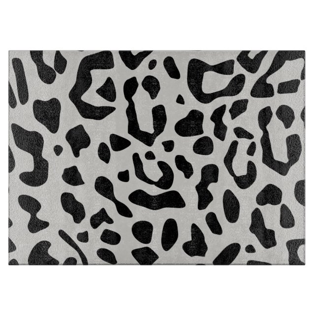Modern Chic Snow Leopard Animal Print Pattern Cutting Board (Front)