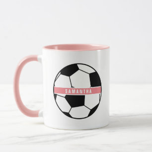 Modern Chic Soccer Ball Girly Pink Sports Monogram Mug