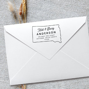 Modern Chic SOUTH DAKOTA State Return Address  Rubber Stamp