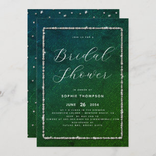 Modern Chic Sparkle Glitter Emerald Bridal Shower Invitation
