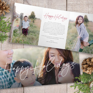 Modern Chic Statement Holiday Tri-Fold Photo Card