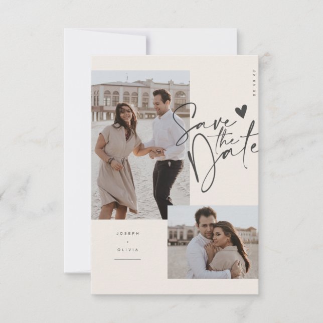 Modern Chic Statement Save The Date Photo Card (Front)