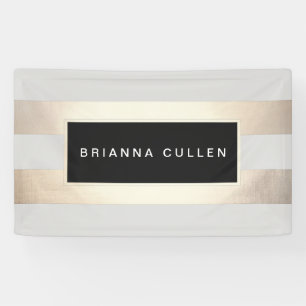 Modern Chic Striped FAUX Gold Foil and Black Banner