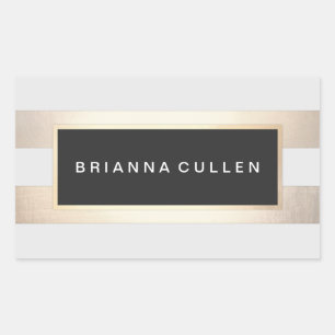 Modern Chic Striped FAUX Gold Foil and Black Rectangular Sticker