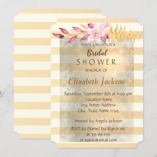 Modern Chic Striped Flowers Bridal Shower Invitation