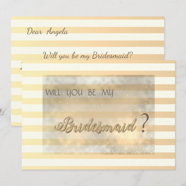 Modern Chic Striped Flowers Bridesmaid Card (Front/Back)