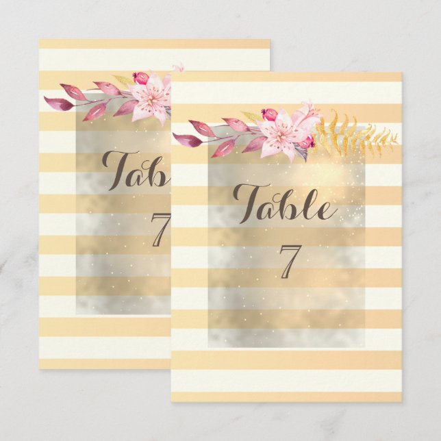 Modern  Chic Striped  Flowers Table Card (Front/Back)