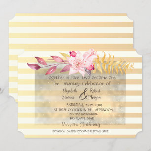 Modern Chic Striped Flowers Wedding Invitation