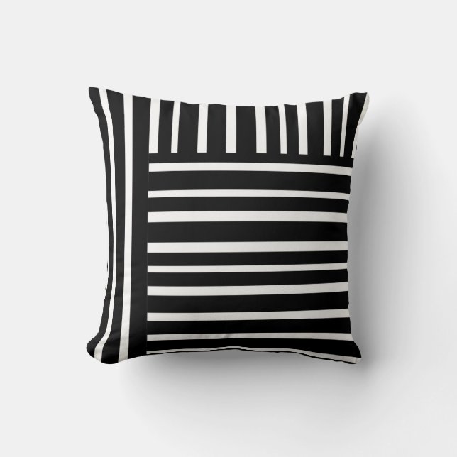 modern chic stripes pillow bold black and white (Front)