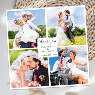 Modern Chic Stylish Custom Photo Collage Wedding  Thank You Card