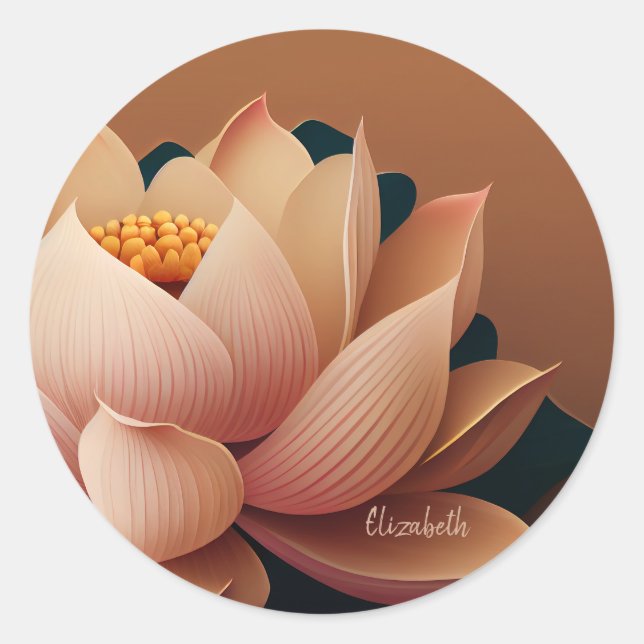 Modern Chic Stylish Lotus Classic Round Sticker (Front)