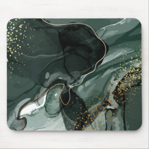 modern chic teal green gold agate marble  mouse mat