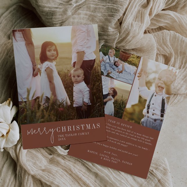 Modern Chic Terracotta Christmas Year in Review Holiday Card (Creator Uploaded)