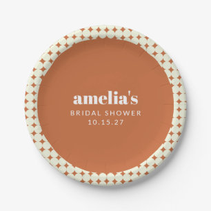 Modern Chic Terracotta Dots Bridal Shower Custom Paper Plate