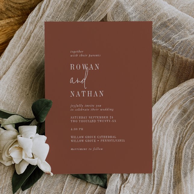 Modern Chic Terracotta Rust Casual Wedding Invitation (Creator Uploaded)