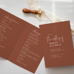 Modern Chic Terracotta Rust Folded Wedding Programme<br><div class="desc">This modern chic terracotta rust folded wedding program is perfect for a simple wedding. The desert boho design features rustic unique and stylish bohemian typography in an earthy burnt orange rust colour.</div>