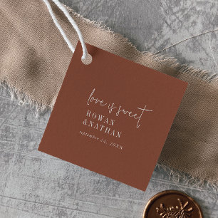Modern Chic Terracotta Rust Love is Sweet Wedding Favour Tags