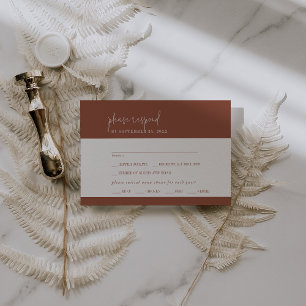 Modern Chic Terracotta Rust Menu Choice RSVP Card
