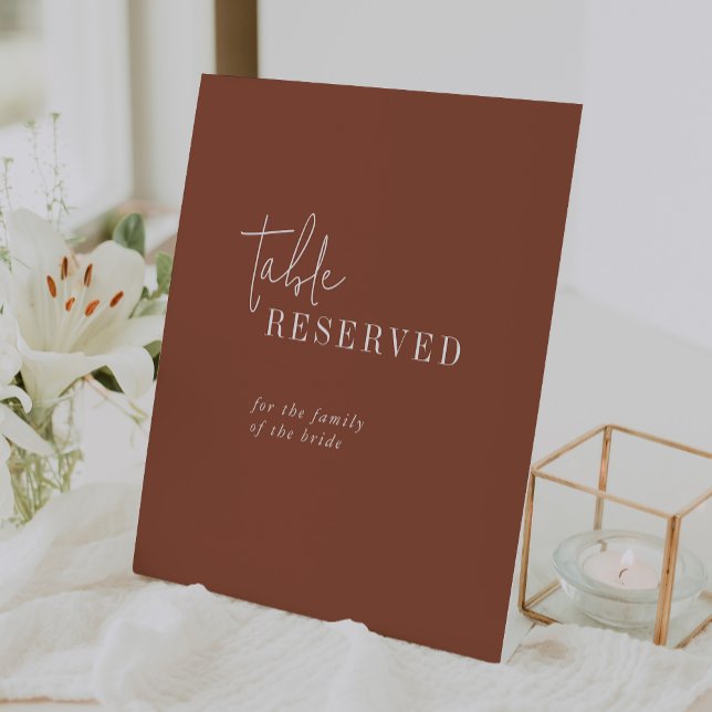 Modern Chic Terracotta Rust Table Reserved Sign (Creator Uploaded)