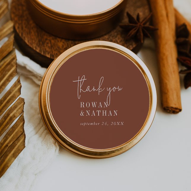 Modern Chic Terracotta Rust Thank You Stickers (Creator Uploaded)