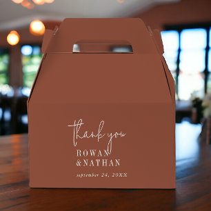 Modern Chic Terracotta Rust Thank You Wedding Favour Box