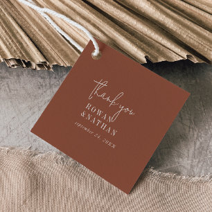 Modern Chic Terracotta Rust Thank You Wedding Favour Tags