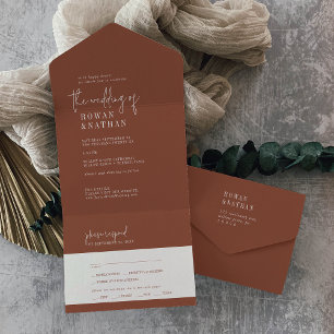 Modern Chic Terracotta Wedding All In One Invitation