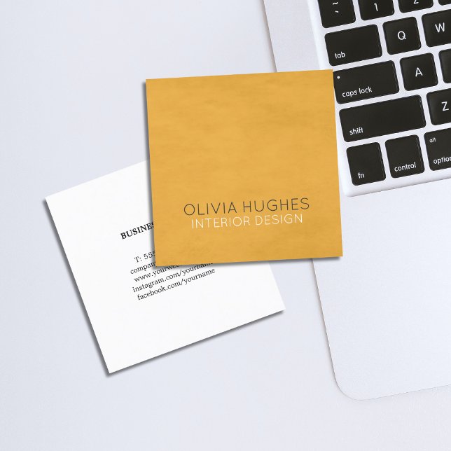 Modern Chic Texture Yellow Interior Design Square Business Card (Creator Uploaded)