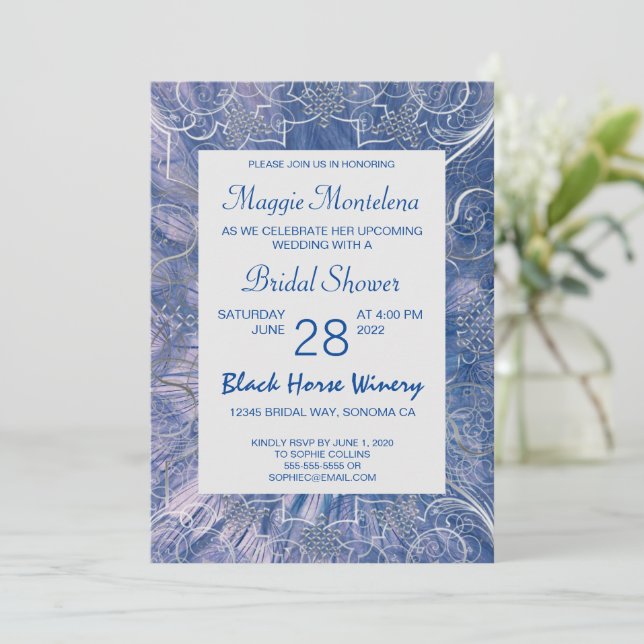 Modern Chic Textured Bridal Shower Invitation (Standing Front)