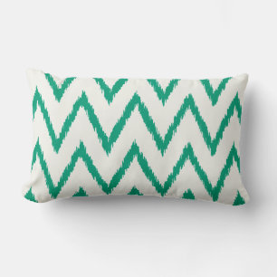 Modern chic textured green ikat chevron pattern lumbar cushion