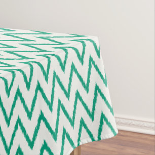 Modern chic textured green ikat chevron pattern tablecloth