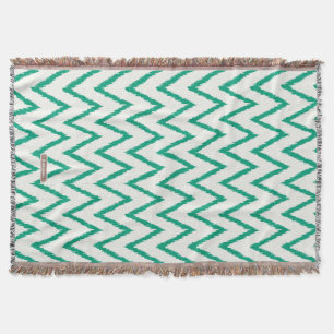Modern chic textured green ikat chevron pattern throw blanket