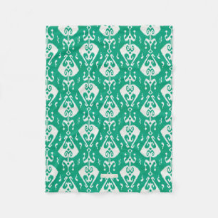Modern chic textured green ikat tribal pattern fleece blanket