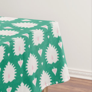 Modern chic textured green pink ikat pattern tablecloth