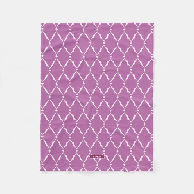 Modern chic textured purple ikat chevron pattern fleece blanket (Front)